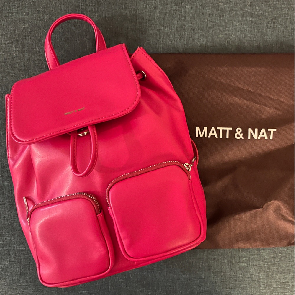 Matt & Nat Vegan Tatum Backpack in Tulip (Raspberry Pink) NEW WITH TAGS